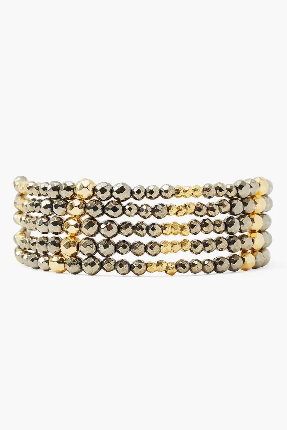 Chan Luu Pyrite And Gold Nugget Naked Wrap Bracelet Clearance