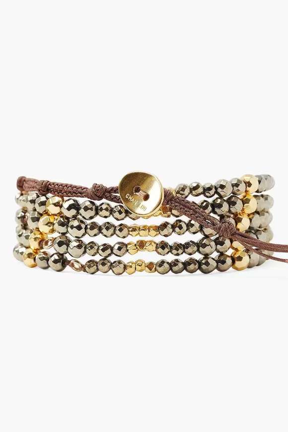 Chan Luu Pyrite And Gold Nugget Naked Wrap Bracelet Clearance