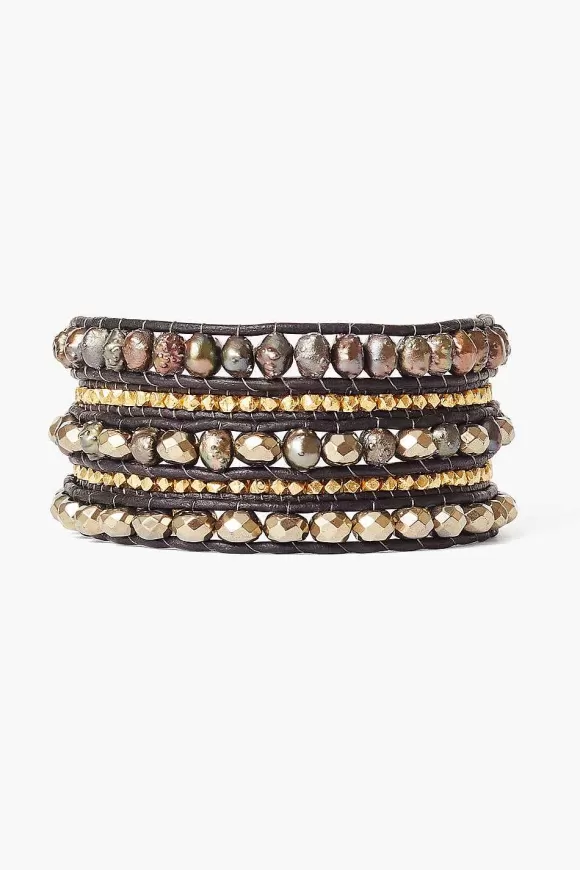 Chan Luu Pyrite Mix And Pearl Wrap Bracelet Outlet