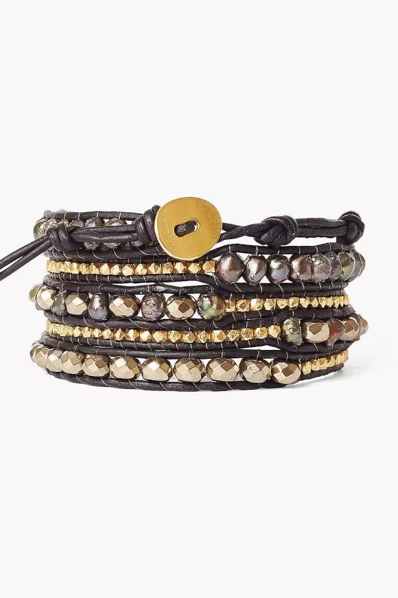 Chan Luu Pyrite Mix And Pearl Wrap Bracelet Outlet