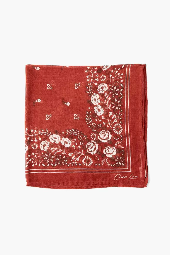 Chan Luu Rosette Floral Print Bandana Henna Best