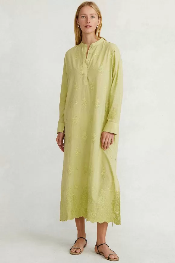 Chan Luu Saman Embroidered Dress Green Hot