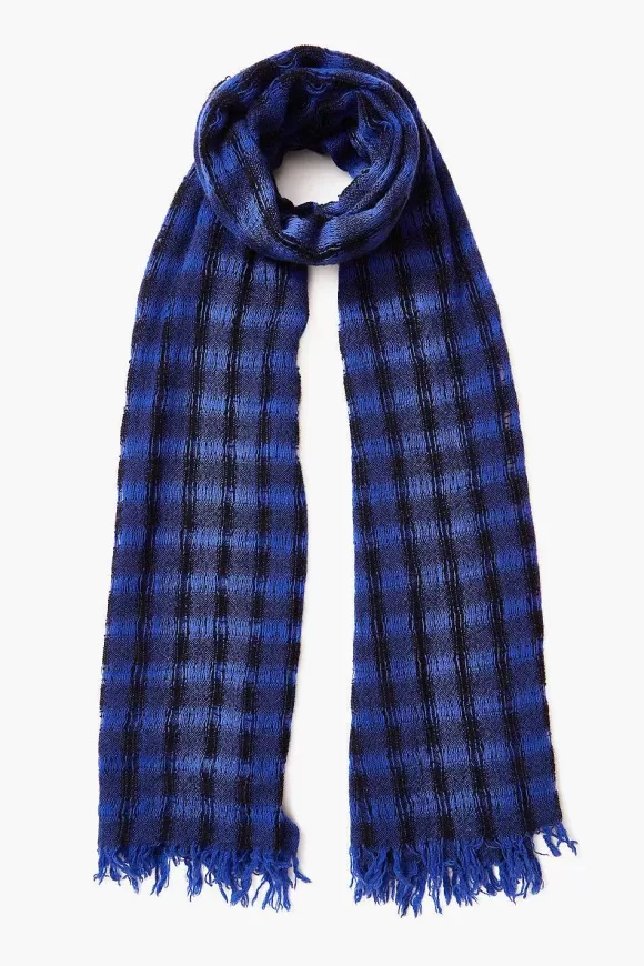 Chan Luu Sapphire Checkered Wool Scarf Online