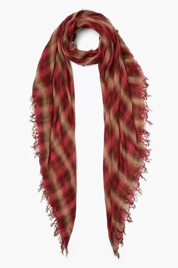 Chan Luu Savvy Red Sapphire Plaid Cashmere And Silk Scarf Clearance