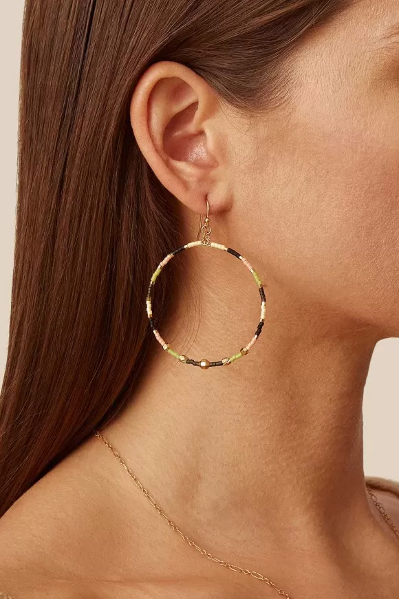 Chan Luu Seed Bead Hoop Earrings Lime Mix Best