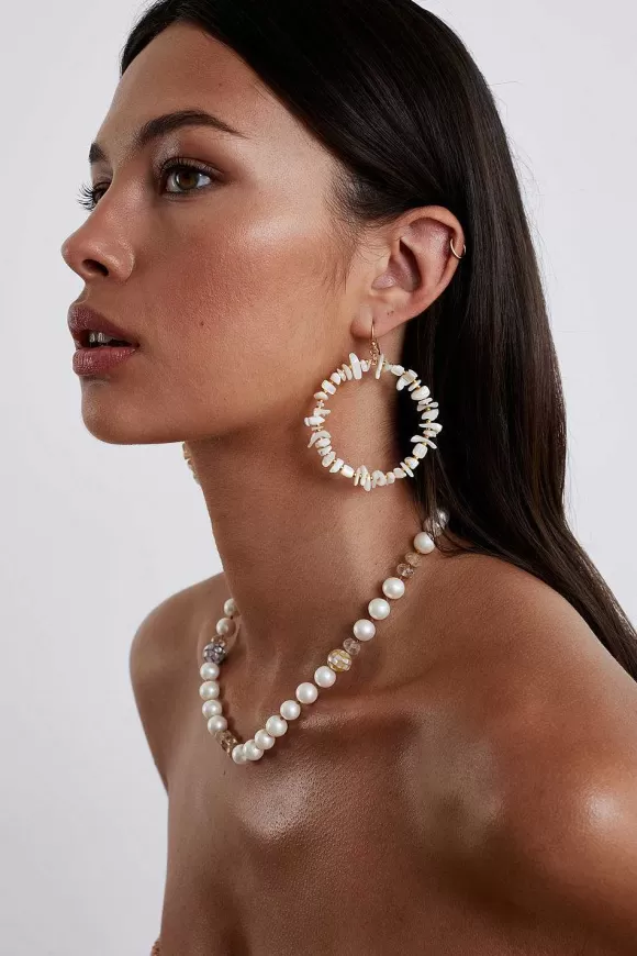 Chan Luu Seychelles Hoop Earrings White Mop Hot