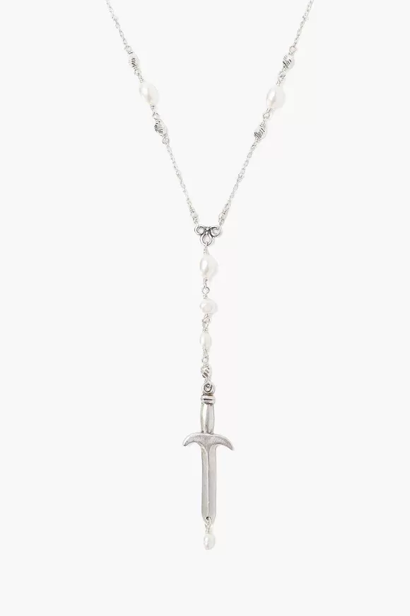 Chan Luu Silver Dagger And White Pearl Necklace Cheap