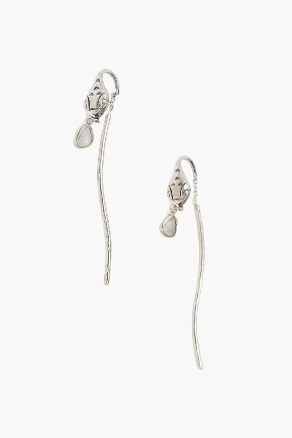 Chan Luu Silver Serpent And Diamond Thread-Thru Earrings Cheap