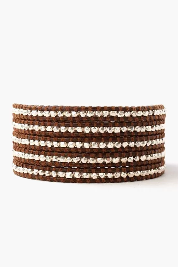 Chan Luu Sterling Silver Wrap Bracelet On Brown Leather Store