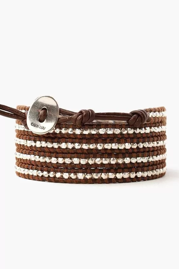 Chan Luu Sterling Silver Wrap Bracelet On Brown Leather Store