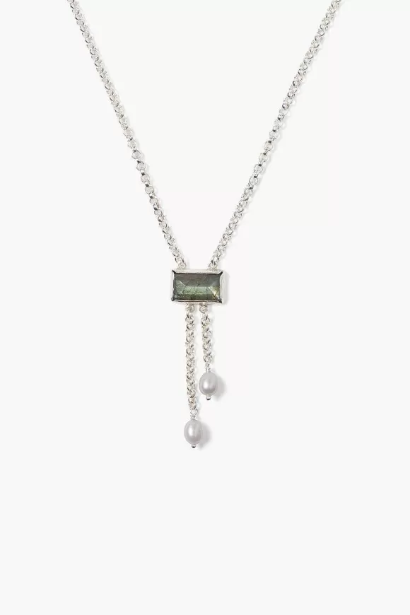 Chan Luu Tab Pearl Drop Necklace Labradorite Clearance