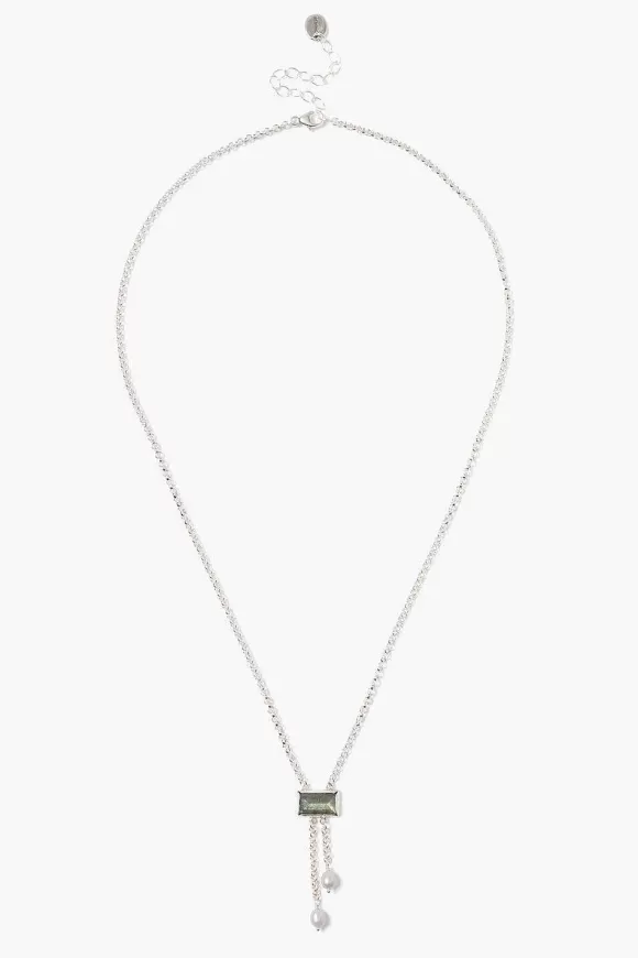 Chan Luu Tab Pearl Drop Necklace Labradorite Clearance