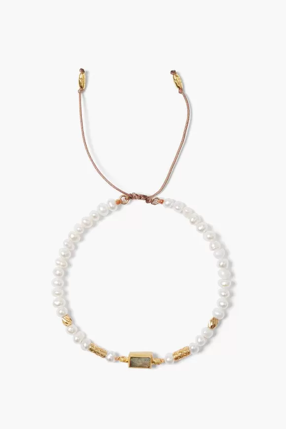 Chan Luu Tab Pull-Tie Bracelet White Pearl Online