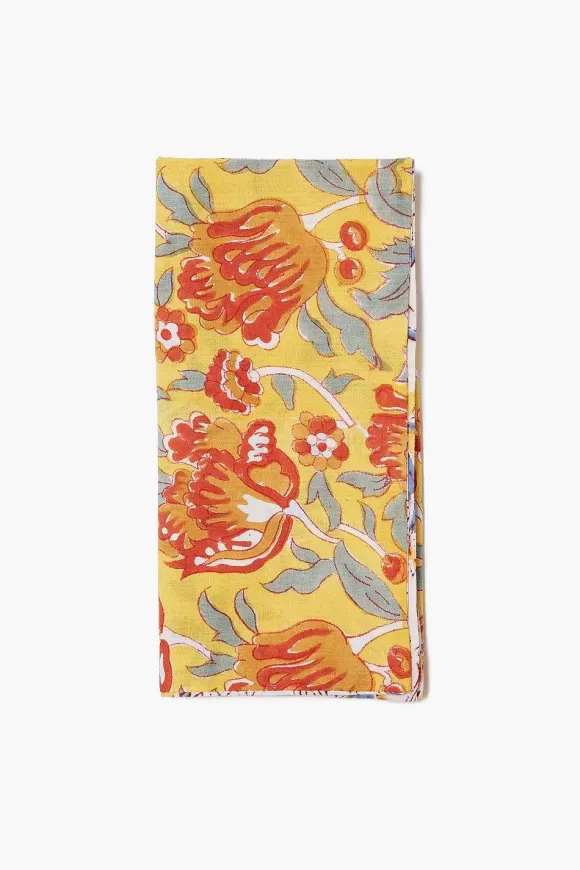 Chan Luu Tangerine Reversible Block Print Napkin Set Best Sale