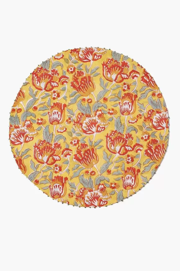 Chan Luu Tangerine Reversible Block Print Placemat Set Flash Sale