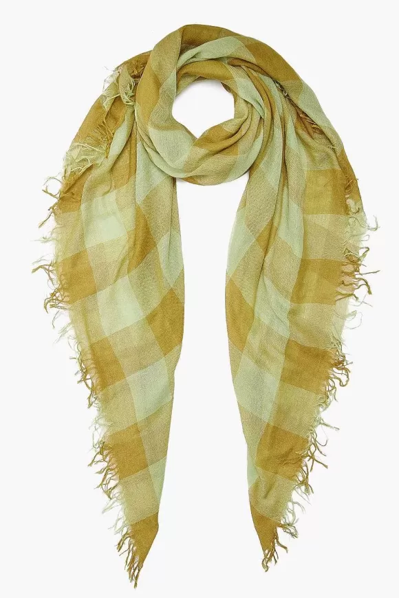 Chan Luu Tarragon Gingham Cashmere And Silk Scarf Sale