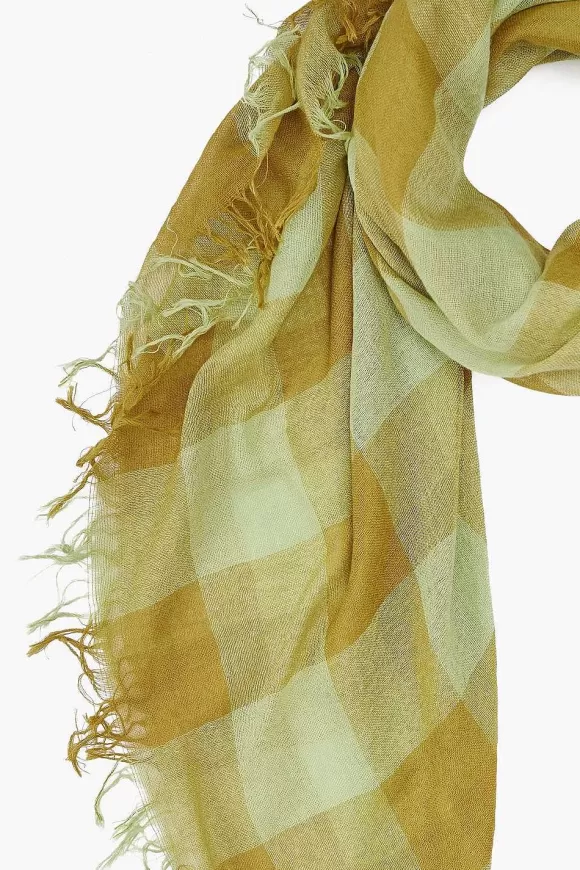 Chan Luu Tarragon Gingham Cashmere And Silk Scarf Sale