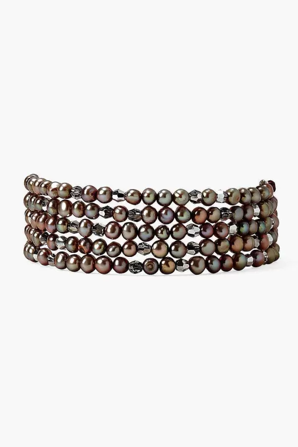 Chan Luu Taupe Pearl And Crystal Naked Wrap Bracelet Store