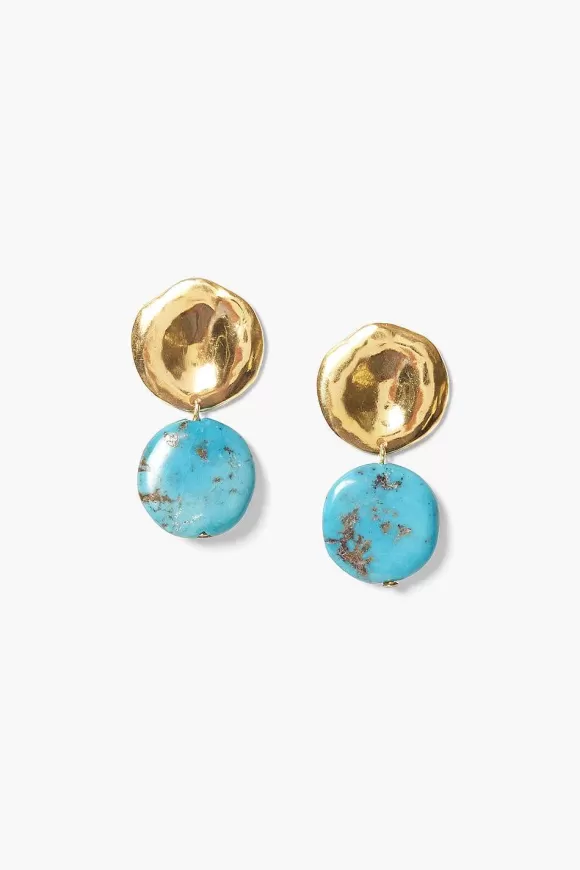 Chan Luu Tiered Coin Earrings Turquoise New