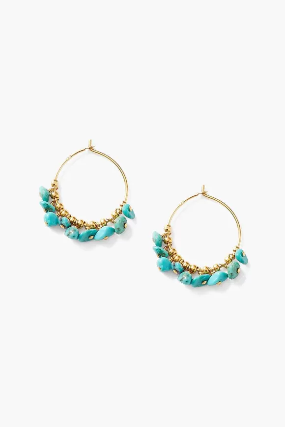 Chan Luu Turquoise & Gold Heishi Hoops Flash Sale