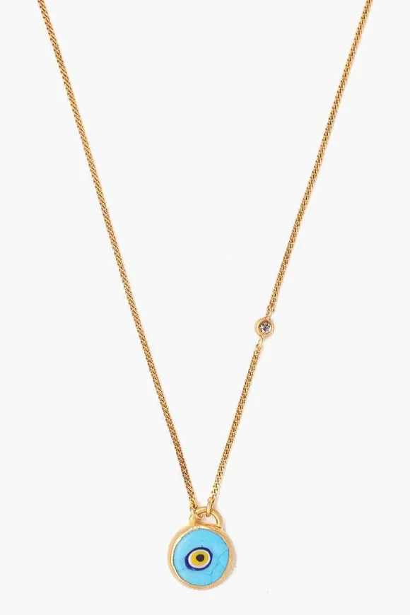 Chan Luu Turquoise Evil Eye Necklace With Champagne Diamond Outlet