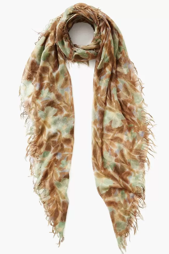 Chan Luu Turquoise Floral Cashmere And Silk Scarf Online