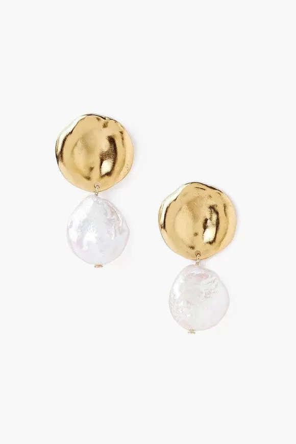 Chan Luu Two Tiered White Keshi Pearl Earrings Flash Sale