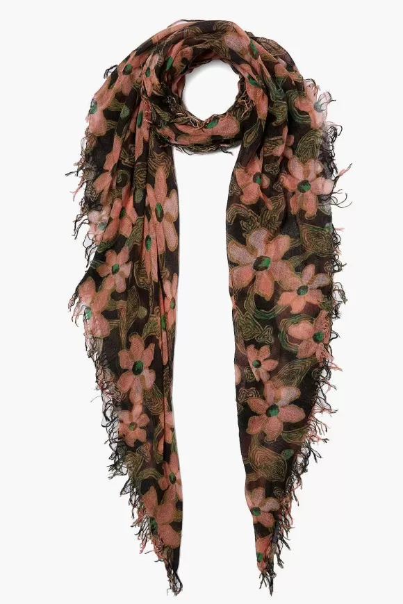 Chan Luu Vibrant Green Meadow Floral Cashmere And Silk Scarf Best Sale