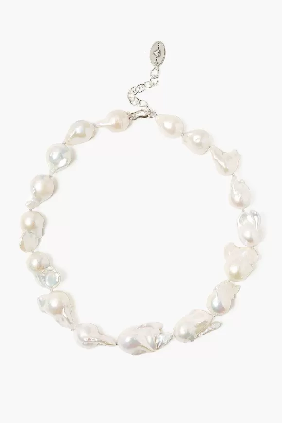 Chan Luu White Baroque Pearl Collar Necklace New