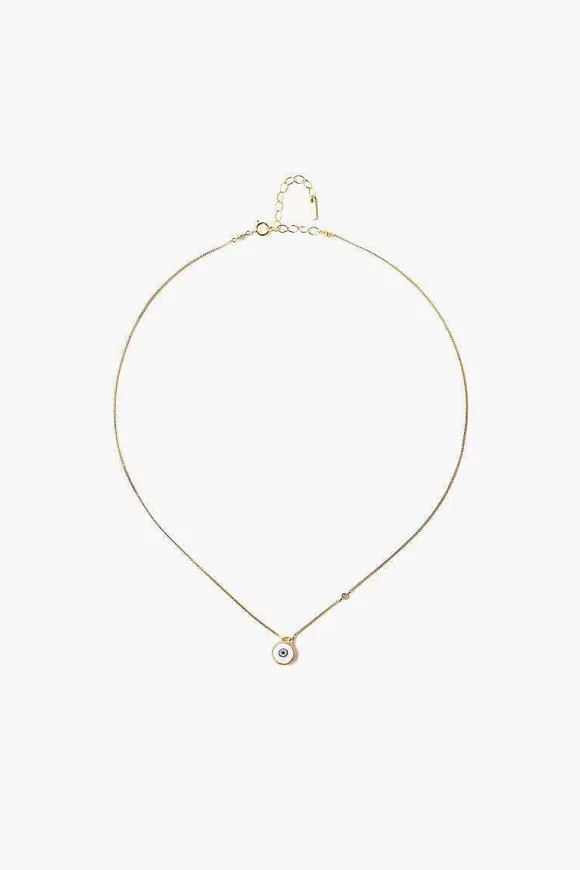 Chan Luu White Evil Eye Necklace With Champagne Diamond Clearance