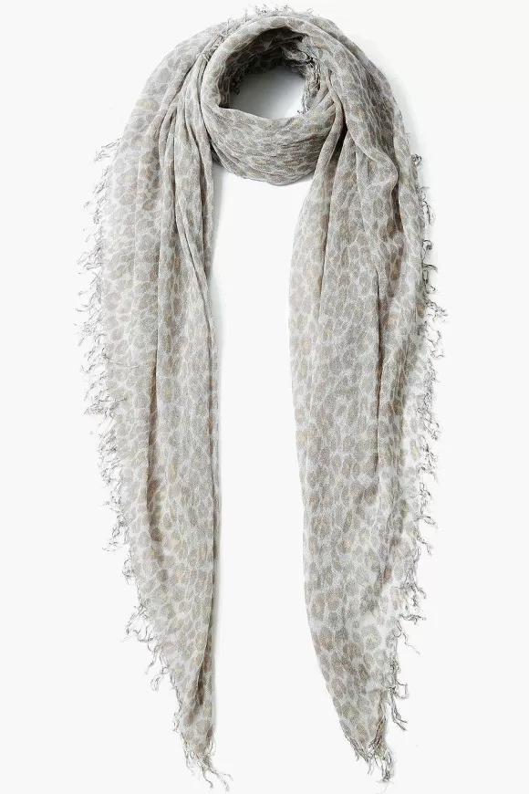 Chan Luu White Leopard Print Cashmere And Silk Scarf Store