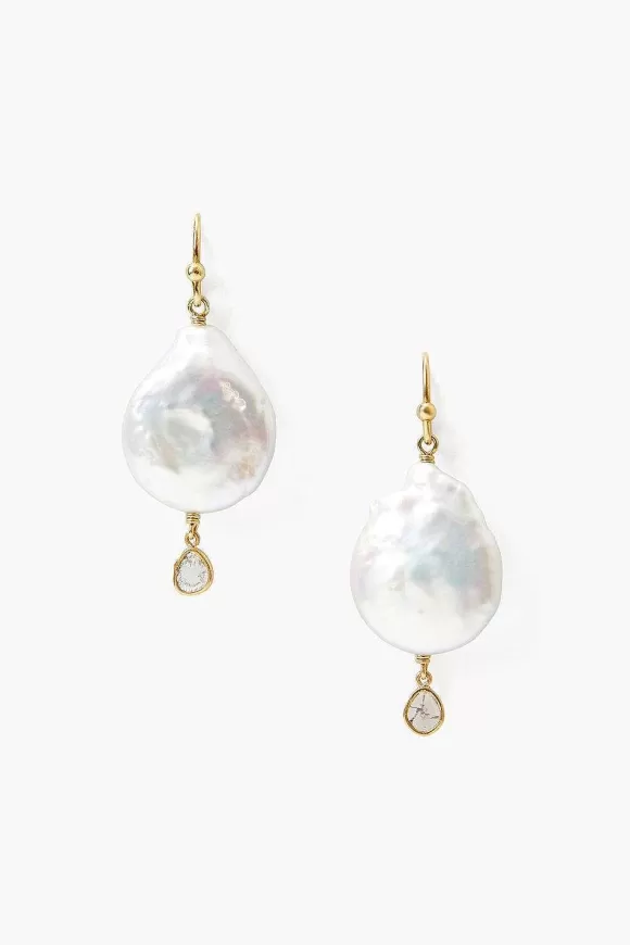 Chan Luu White Pearl And Diamond Teardrop Earrings Outlet