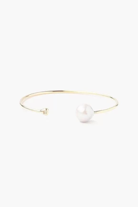 Chan Luu White Pearl And Gold Diamond Cuff Flash Sale