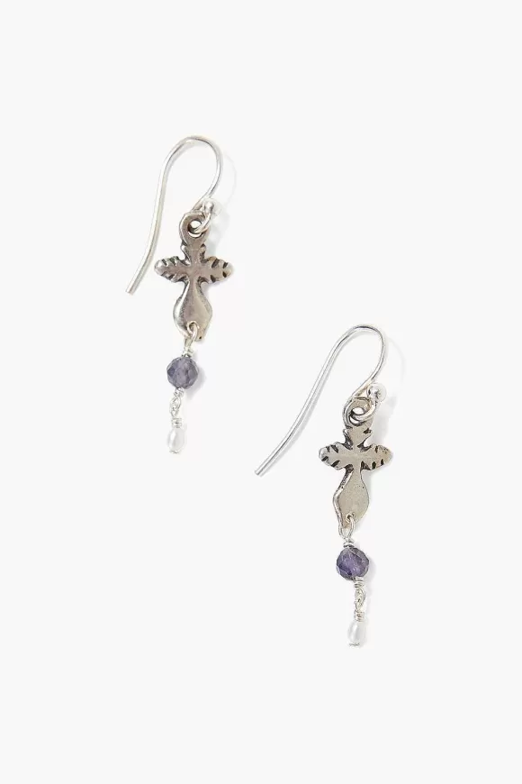 Chan Luu White Pearl And Iolite Silver Dagger Earrings Hot