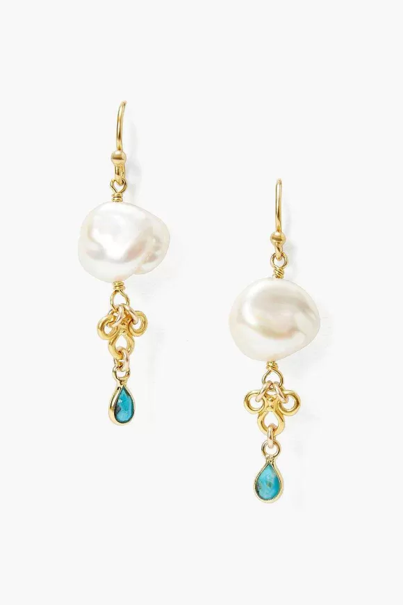 Chan Luu White Pearl And Turquoise Loop Earrings Best