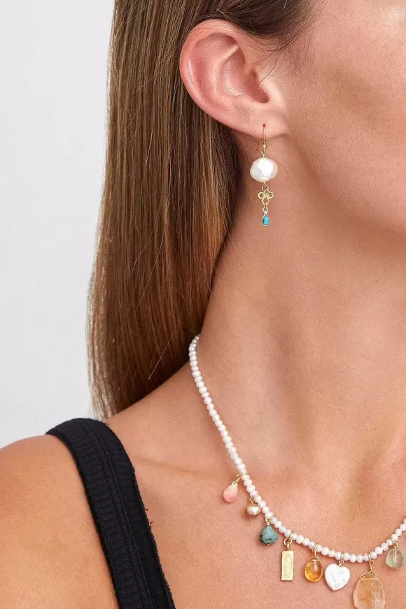 Chan Luu White Pearl And Turquoise Loop Earrings Best