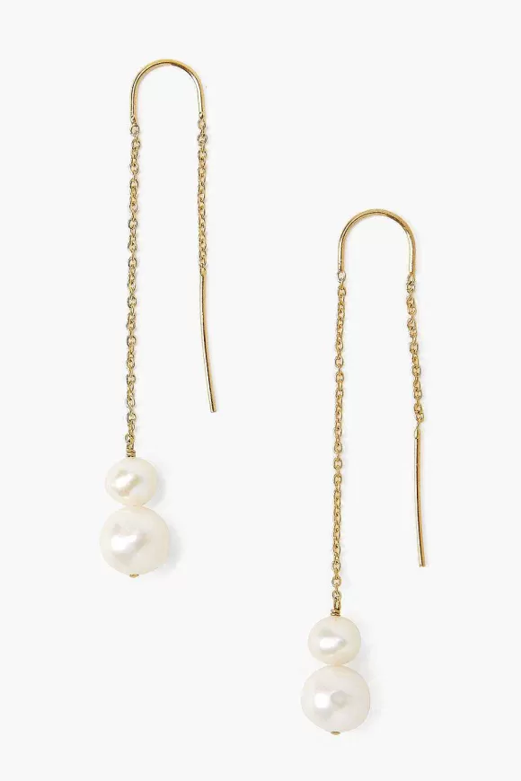 Chan Luu White Pearl Thread-Thru Earrings Cheap