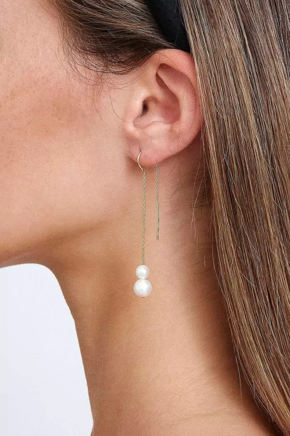 Chan Luu White Pearl Thread-Thru Earrings Cheap