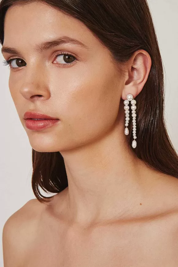 Chan Luu White Pearl Waterfall Earrings Fashion