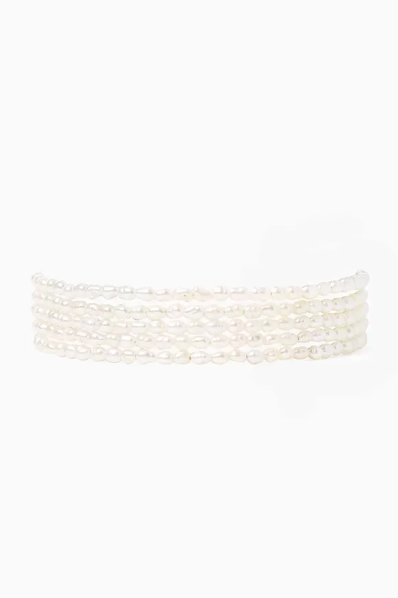 Chan Luu White Rice Pearl Naked Wrap Bracelet New