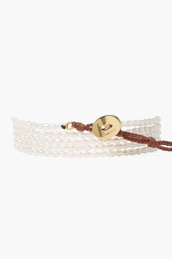 Chan Luu White Rice Pearl Naked Wrap Bracelet New